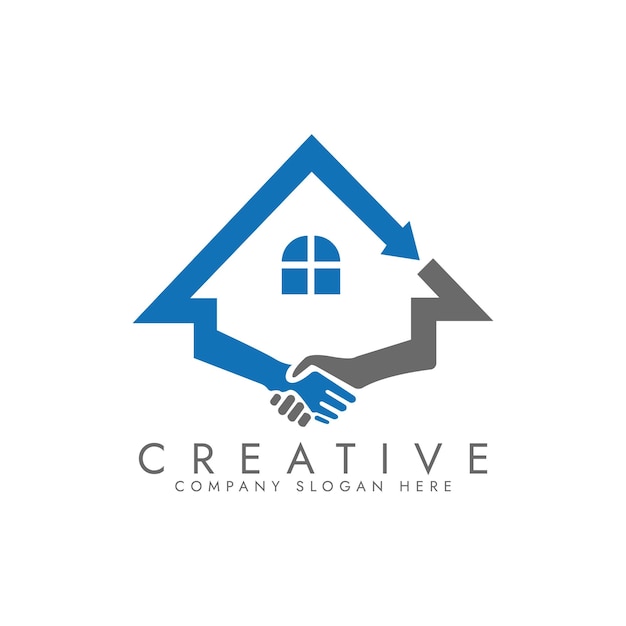 El logotipo de Hand Shake House Vector