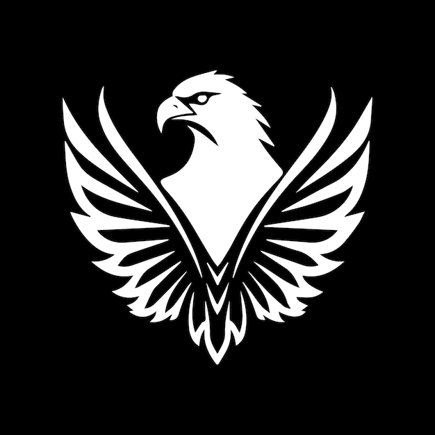 Logotipo de Hawk Wings o Eagle en blanco y negro