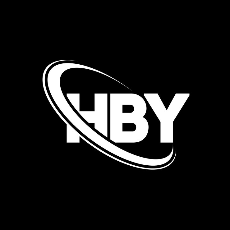 Vector logotipo hby hby letra hby letra diseño de logotipo iniciales logotipo hby vinculado con círculo y mayúscula logotipo monograma hby tipografía para negocios de tecnología y marca inmobiliaria