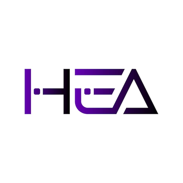 El logotipo de la HEA, el monograma, la marca inicial, la letra, el sello, el diseño de símbolos de tipografía minimalista moderna.