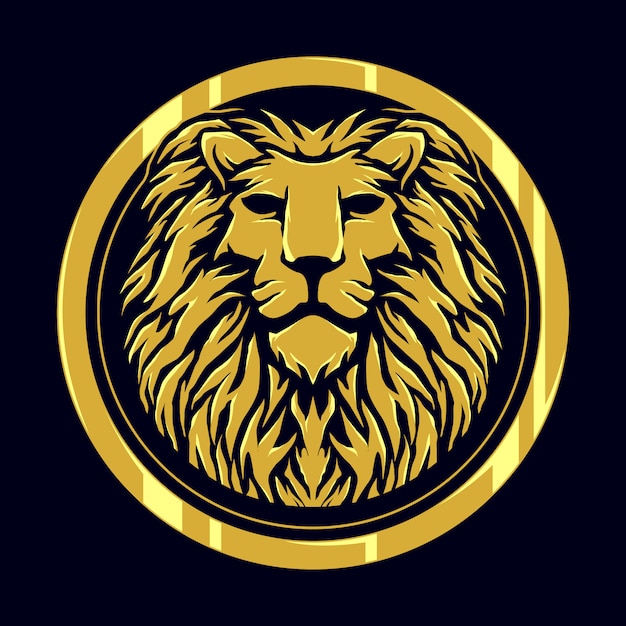 Vector logotipo de head lion gold