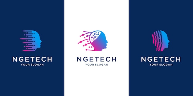 logotipo de head tech con diseño de color degradado