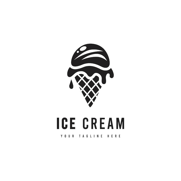 Logotipo de helado con estilo minimalista Vector de silueta de helado Adecuado para logotipos de helados de postre o bebidas