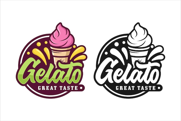 Logotipo de helado helado premium