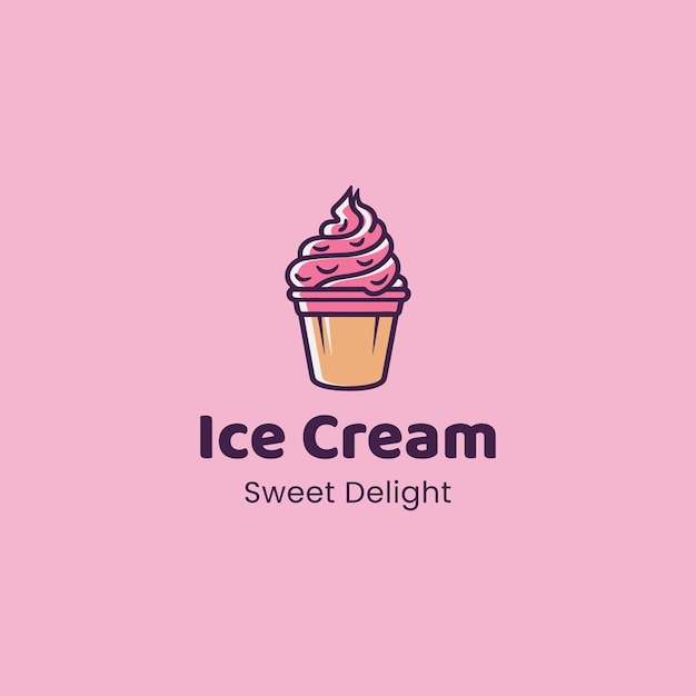 Logotipo del helado Ilustración de dibujos animados simple de tres conos de helado Vector del icono del logotipo del helado Hielo