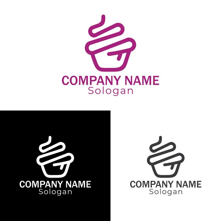 El logotipo del helado Ilustración simple de dibujos animados de tres conos de helado Vector de íconos del logotipo del hielo