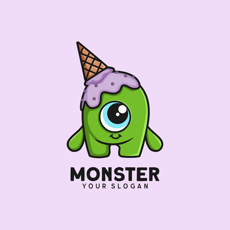 Logotipo de helado de monstruo divertido Inspiraciones