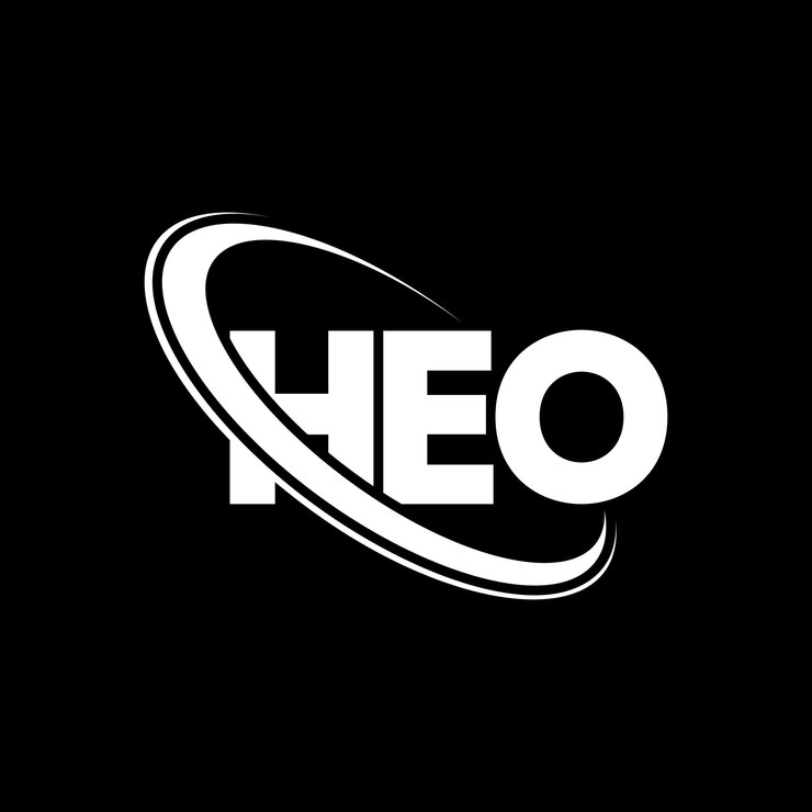 Vector logotipo heo heo letra heo letra diseño del logotipo iniciales heo logotipo vinculado con círculo y mayúscula monograma logotipo heo tipografía para negocios tecnológicos y marca inmobiliaria