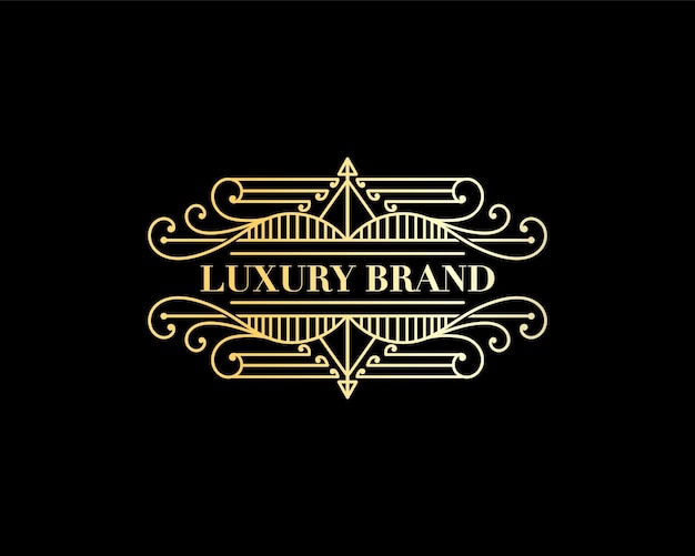 Logotipo heráldico del emblema caligráfico victoriano de lujo retro antiguo con adornos decorativos