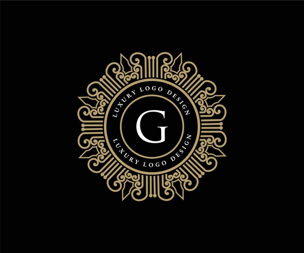 Logotipo heráldico de emblema de lujo vintage con marco ornamental