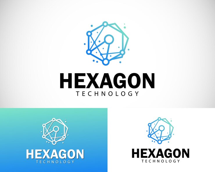 Vector logotipo de hexagon tech diseño creativo concepto de ciencia diseño de moléculas negocio