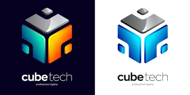 logotipo hexagonal abstracto con dos opciones de color