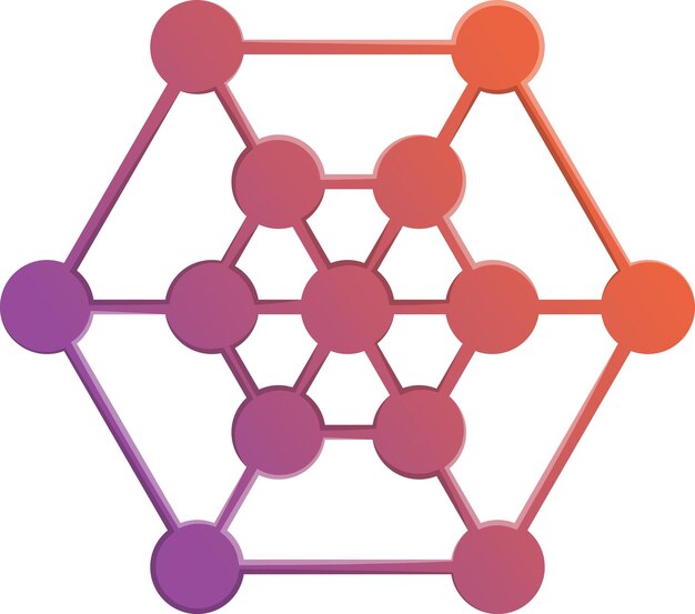Logotipo hexagonal abstracto e ilustración de conexión en un estilo moderno y minimalista