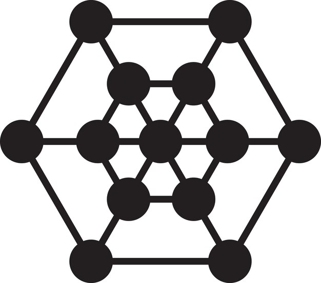 Logotipo hexagonal abstracto e ilustración de conexión en un estilo moderno y minimalista