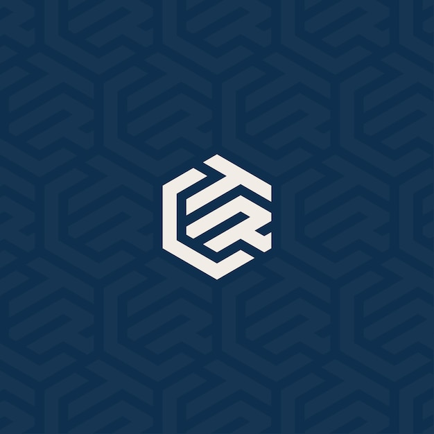 Logotipo hexagonal CTR o TRC con diseño de patrón de fondo