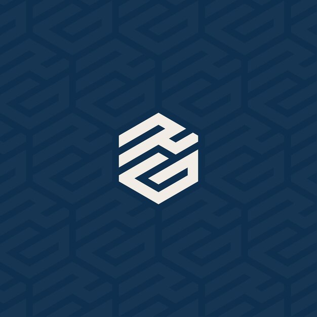 Logotipo hexagonal en forma de R y G