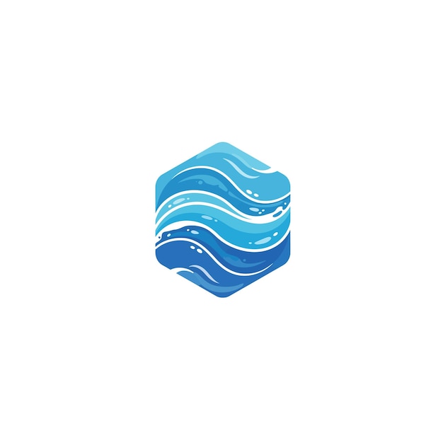 El logotipo del hexágono de agua ondulado