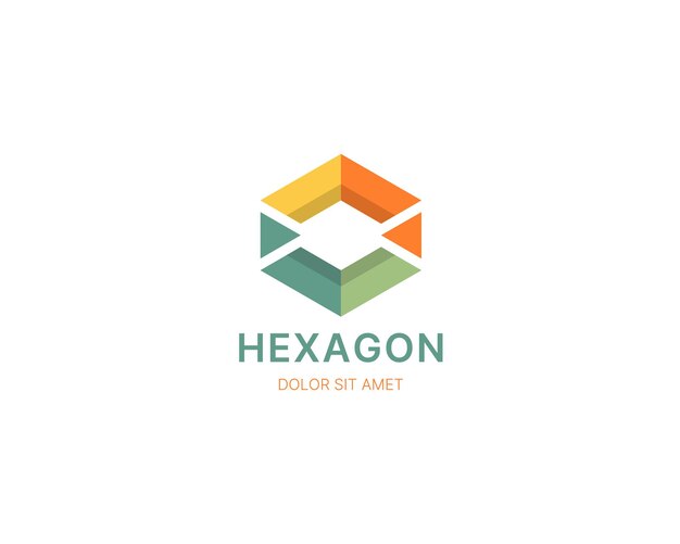Logotipo de hexágono de diapositivas creativas de colores