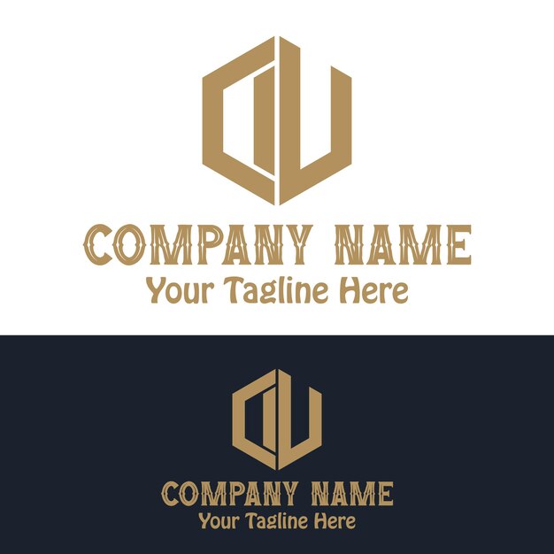 Logotipo de hexágono y elementos de diseño creativo de icono de letra