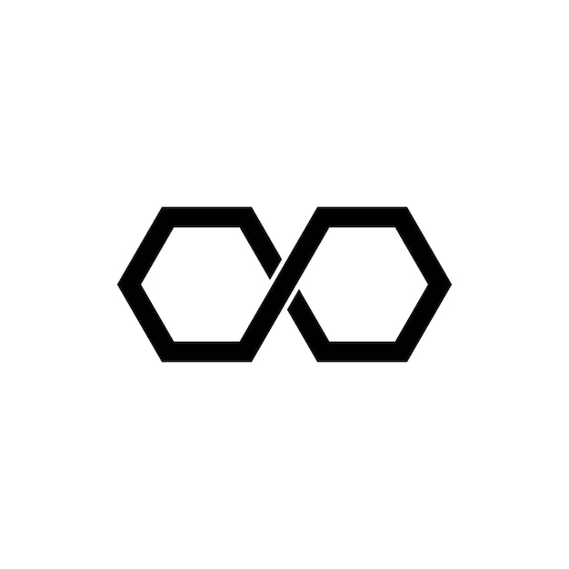 Logotipo Hexágono Símbolo de infinito aislado en fondo blanco plantilla vectorial Logotipo
