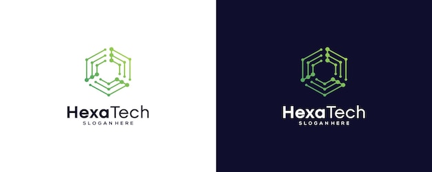 Logotipo del hexágono tecnológico Icono y símbolo tecnológico de la biotecnología tecnológica
