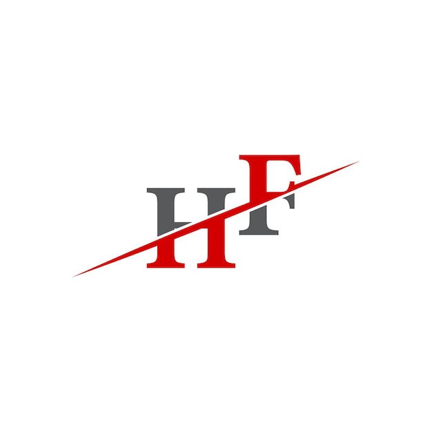 Logotipo HF minimalista con línea diagonal dinámica