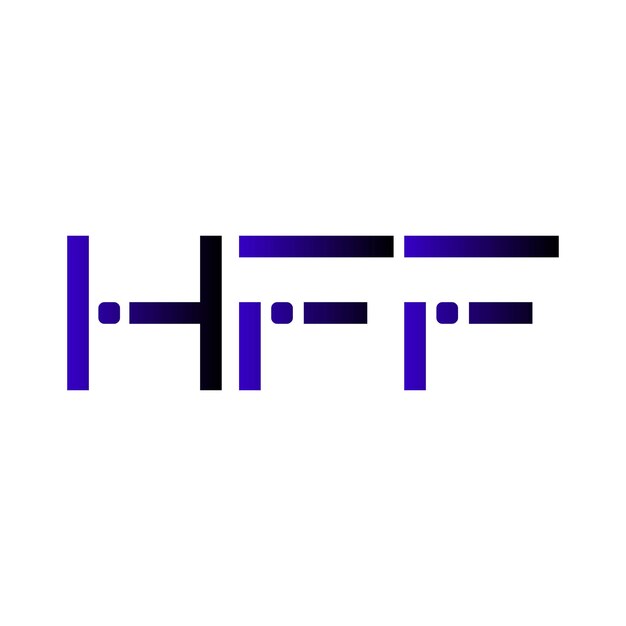 El logotipo de HFF, el gradiente inicial del monograma, el diseño vectorial de la identidad empresarial del sello de letras minimalista moderno