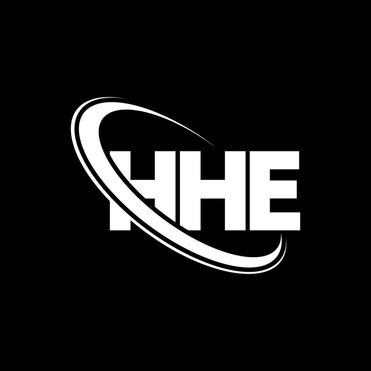 Vector logotipo hhe hhe letra hhe letra diseño de logotipo iniciales logotipo hhe vinculado con círculo y mayúscula logotipo hhe tipografía para negocios tecnológicos y marca inmobiliaria