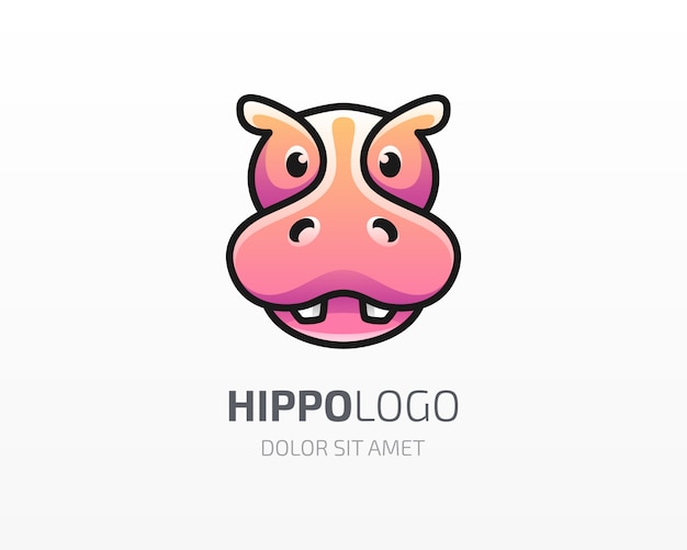 Logotipo de hipopótamo lindo colorido