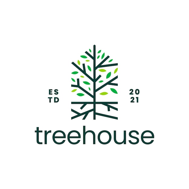 Logotipo de hipoteca de casa de casa de raíz de árbol