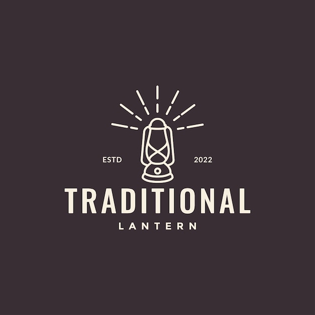 Logotipo de hipster vintage de queroseno de linterna tradicional