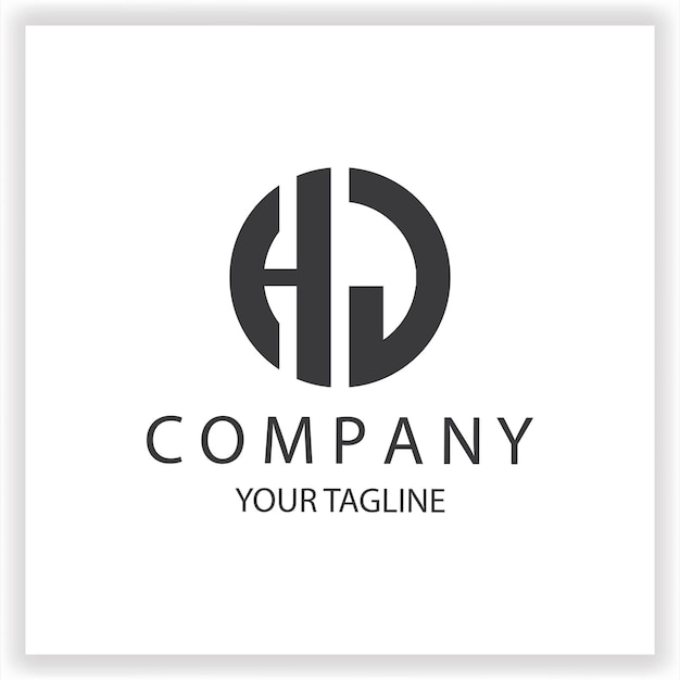 Logotipo de HJ monograma sencillo y moderno círculo de color negro plantilla de diseño de vector elegante premium eps 10