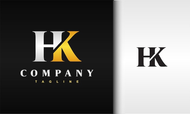 Logotipo de hk de la letra del monograma de lujo