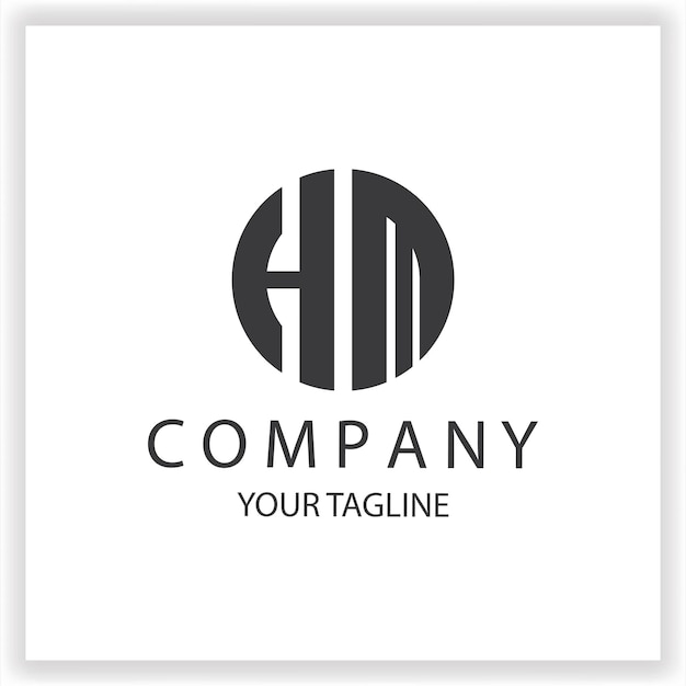 El logotipo de HM es un monograma sencillo y moderno círculo de color negro plantilla de diseño de vector elegante premium eps 10