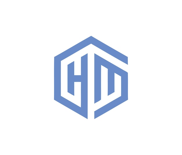 Logotipo de hm con forma de pantágono hm