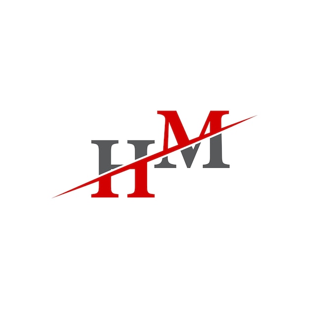 Logotipo HM minimalista con línea diagonal dinámica