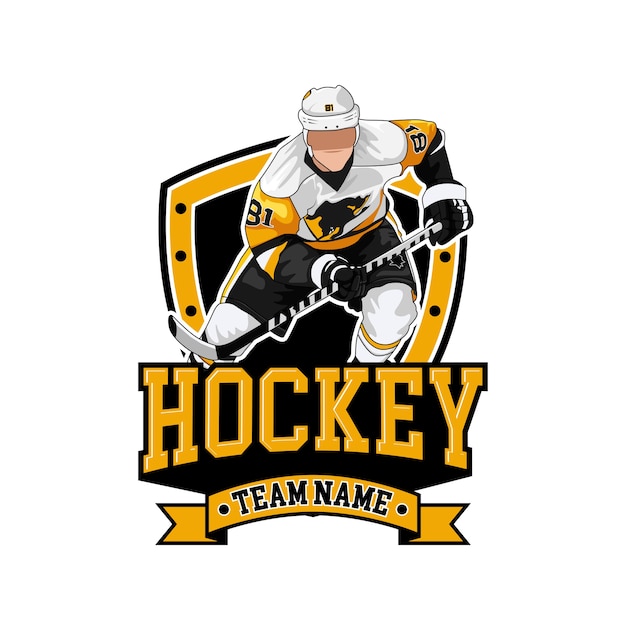 Vector logotipo de hockey insignias deportes con personas