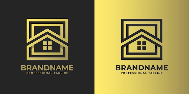 Logotipo de hogar cuadrado simple adecuado para cualquier negocio relacionado con el hogar