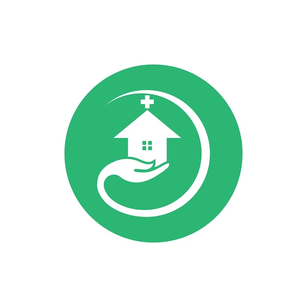 Logotipo de hogar médico y plantilla de logotipo de atención domiciliaria
