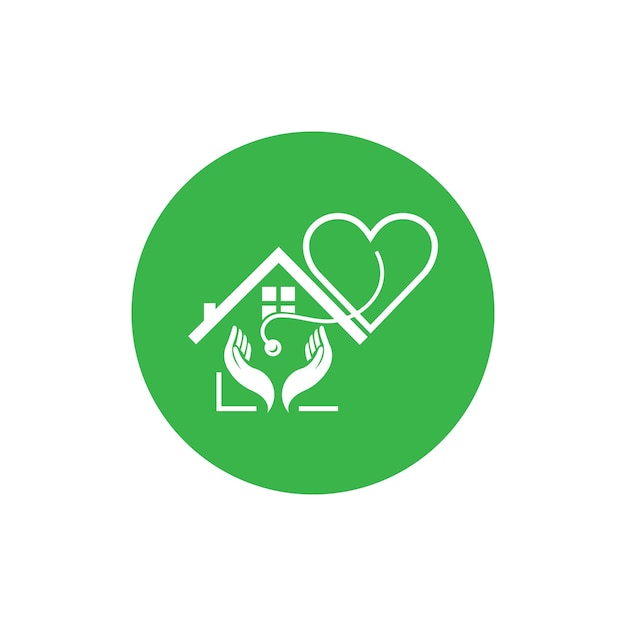 Logotipo de hogar médico y plantilla de logotipo de atención domiciliaria