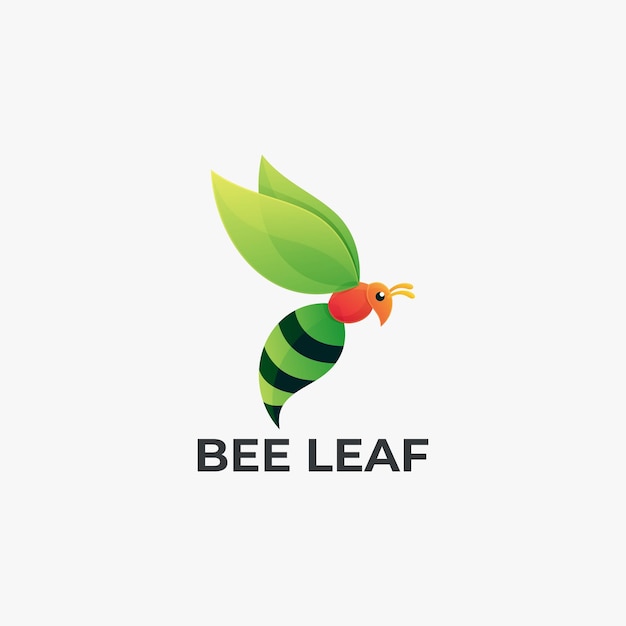 Un logotipo de hoja de abeja con una abeja en él