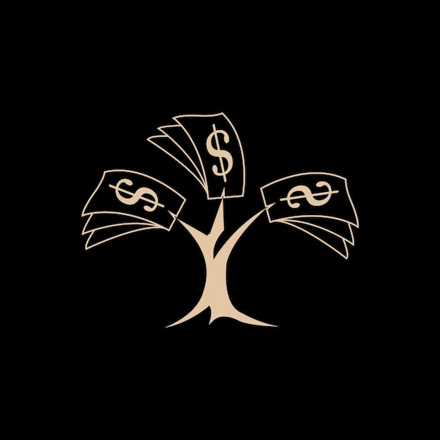 Logotipo de hoja de árbol y dinero