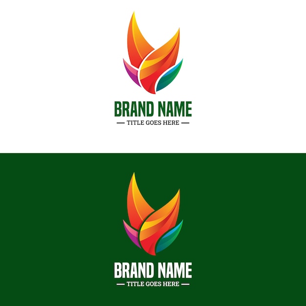 Logotipo de hoja coloridas ilustraciones degradadas