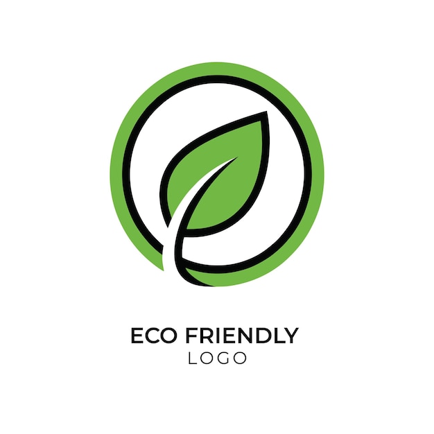 El logotipo de la hoja ecológica en un círculo