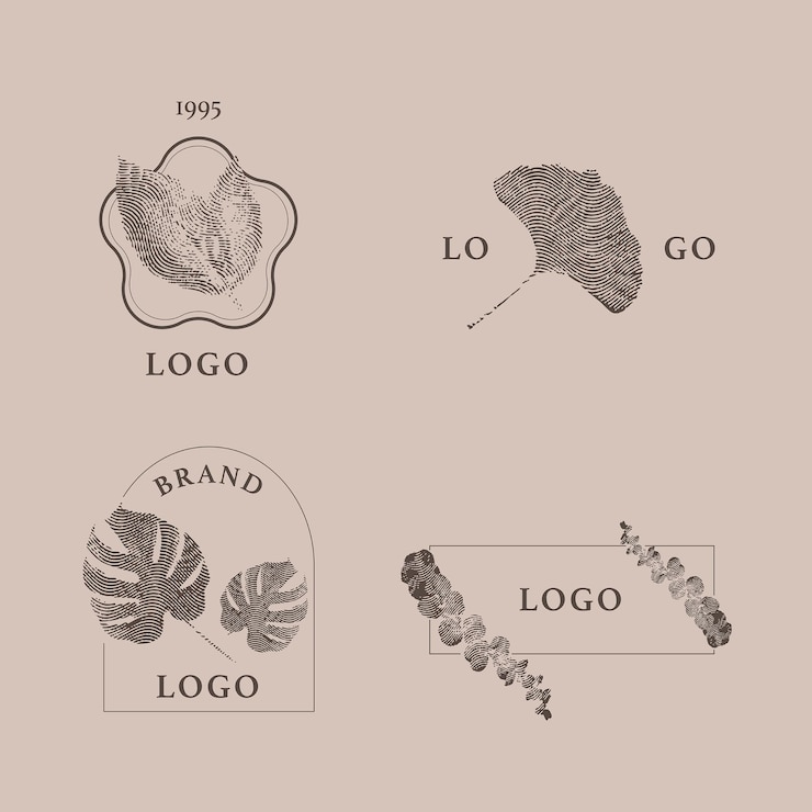 Vector logotipo de hoja con efecto de impresión