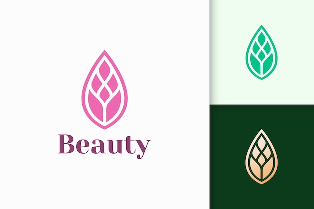 Logotipo de hoja en estilo simple y femenino para negocios de salud y belleza.