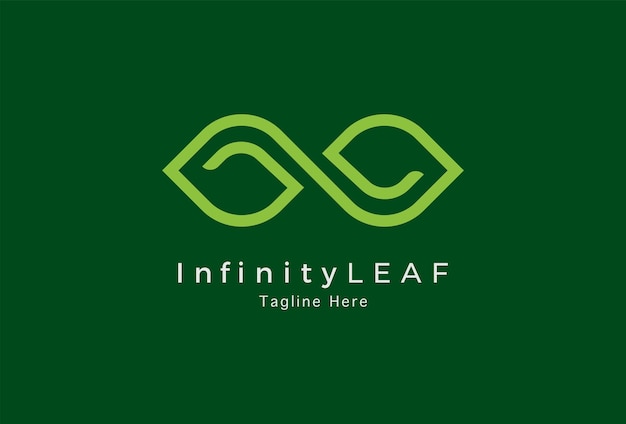 Logotipo de la hoja infinita La hoja con el símbolo infinito de la combinación de la inmortalidad La plantilla de diseño del logotipo de la página