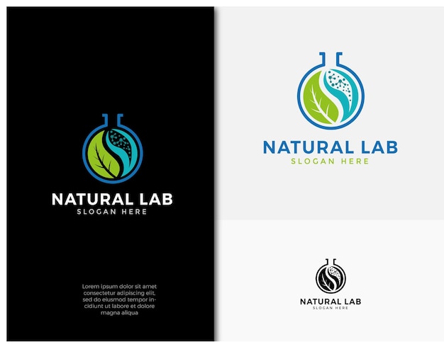 Logotipo de hoja de laboratorio natural