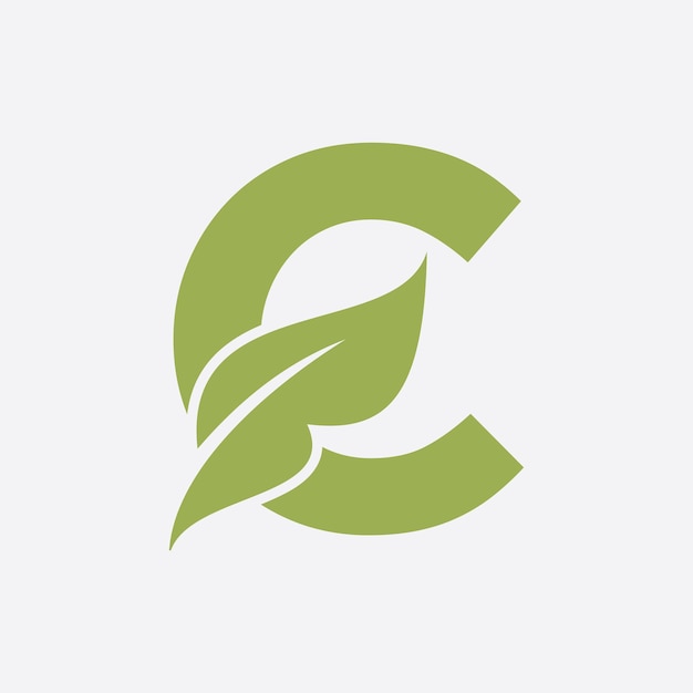 Logotipo de hoja de letra C Plantilla de vector de logotipo de granja ecológica Símbolo orgánico