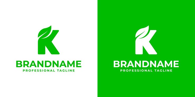 Vector logotipo de la hoja de la letra k adecuado para negocios relacionados con la naturaleza de la hoja, la ecología vegetal o el medio ambiente con la inicial k